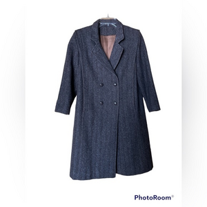 Vintage R. Hennig Double Breasted Wool Long Pea Coat Brown‎ Women’s Size 10